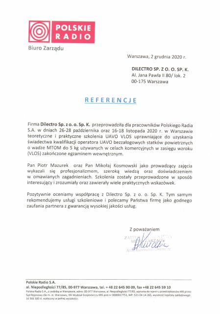 Referencje Dilectro z Polskiego Radia